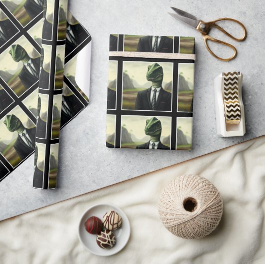 Vorhistorischer Dinosaurier Businessman, Fun AI ge Geschenkpapier (Kunsthandwerk)