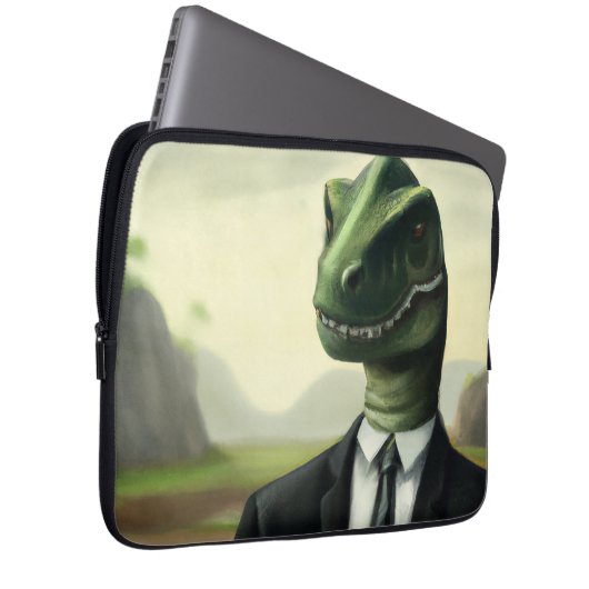 Vorhistorischer Dinosaurier Businessman, Fun AI ge Laptopschutzhülle (Vorne Rechts)