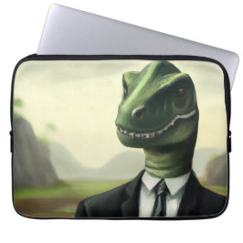 Vorhistorischer Dinosaurier Businessman, Fun AI ge Laptopschutzhülle