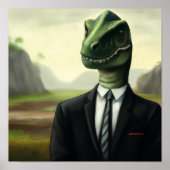 Vorhistorischer Dinosaurier Businessman, Fun AI ge Poster (Vorne)