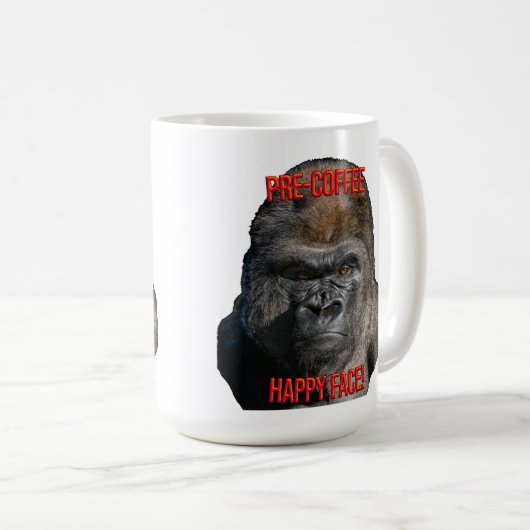 Vorkaffee-Glückliches Gesicht! Kaffeetasse (VorderseiteRechts)