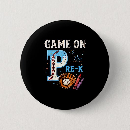 Vorkindergarten-Rückkehr zur Schule Baseball-Drip- Button (Vorderseite)