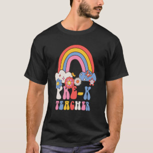 Vorkindergartener Lehrer Schule Retro Groovy Blume T-Shirt