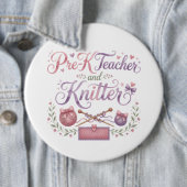 Vorkindergartener Lehrer und Stricker Pinback-Butt Button (Beispiel)