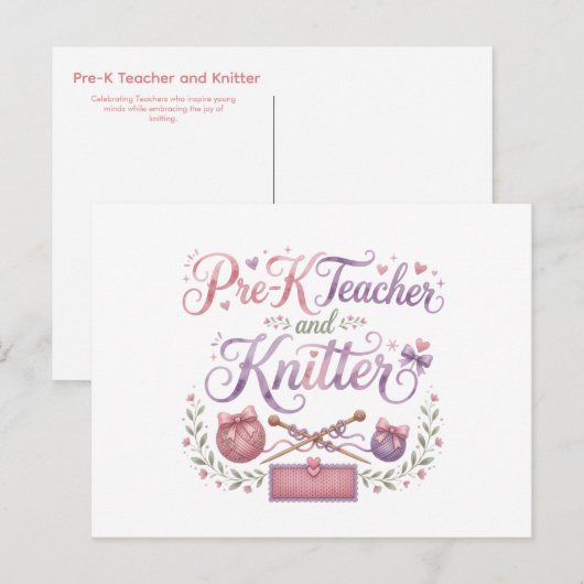 Vorklassenlehrer und Stricker | Lehrer Postkarte (Vorne/Hinten)