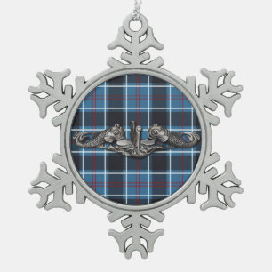 Vorkriegsführung Tartan Schneeflocken Zinn-Ornament