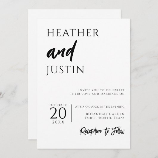 Vorlage 3 Einladung zur Hochzeit (Vorne/Hinten)