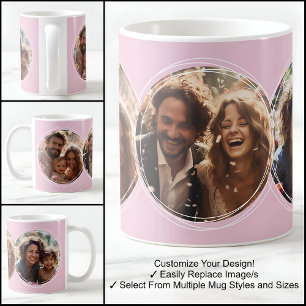 Vorlage 3 Runde Fotos Collage Rosa C52 Kaffeetasse