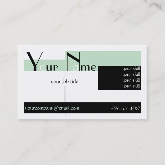 Vorlage Art Deco Pastel Green Visitenkarte (Vorderseite)