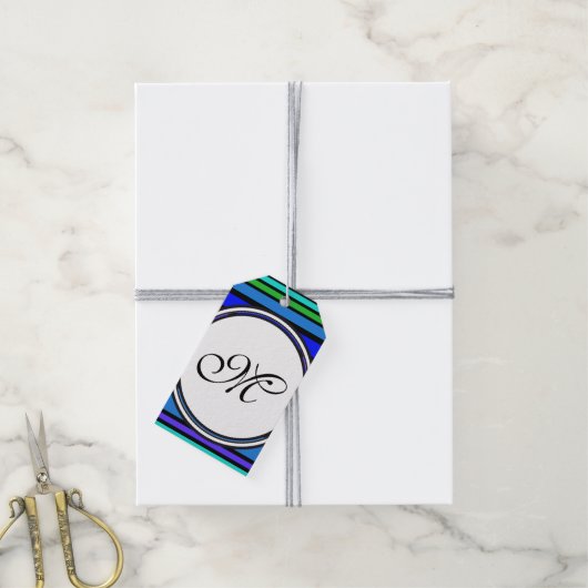 Vorlage - Benutzerdefiniert Text, Monogramm und Ba Geschenkanhänger (Mit Garn)
