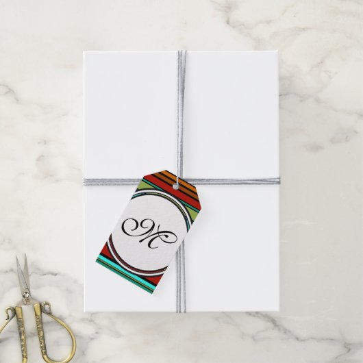 Vorlage - Benutzerdefiniert Text, Monogramm und Ba Geschenkanhänger (Mit Garn)