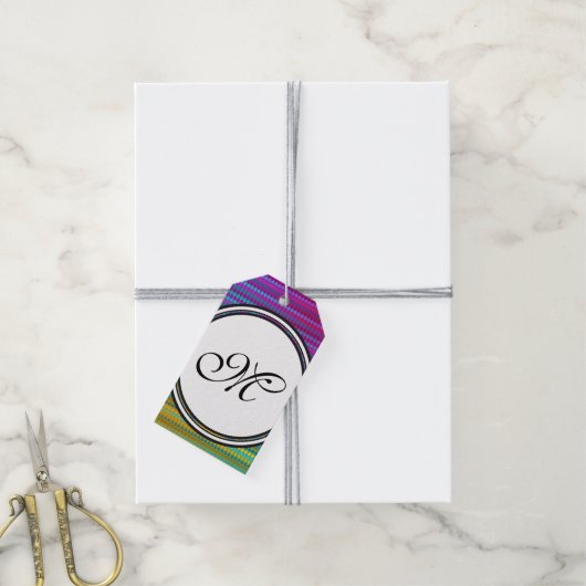 Vorlage - Benutzerdefiniert Text, Monogramm und Ba Geschenkanhänger (Mit Garn)