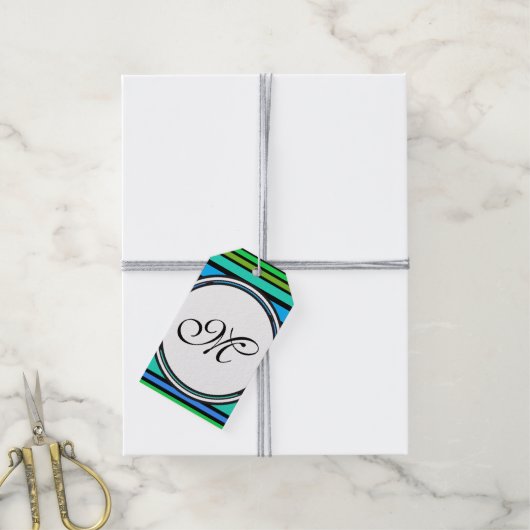 Vorlage - Benutzerdefiniert Text, Monogramm und Ba Geschenkanhänger (Mit Garn)