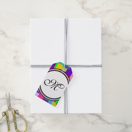 Vorlage - Benutzerdefiniert Text, Monogramm und Ba Geschenkanhänger (Mit Garn)