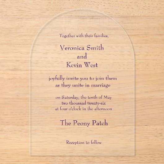 Vorlage Clear Acrylic Wedding Einladung (Vorderseite)