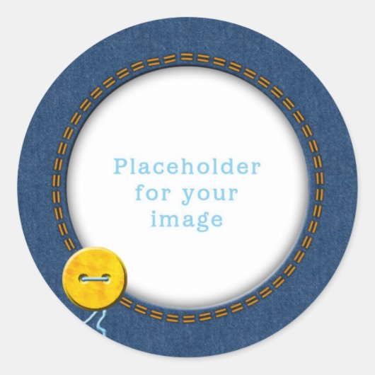 Vorlage "Denim & Button" Runder Aufkleber (Vorderseite)