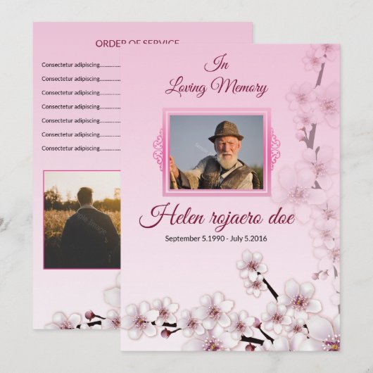 Vorlage der Beerdigungskarte (Vorne/Hinten)