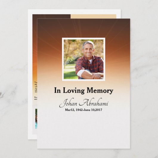 Vorlage der Beerdigungskarte (Vorne/Hinten)