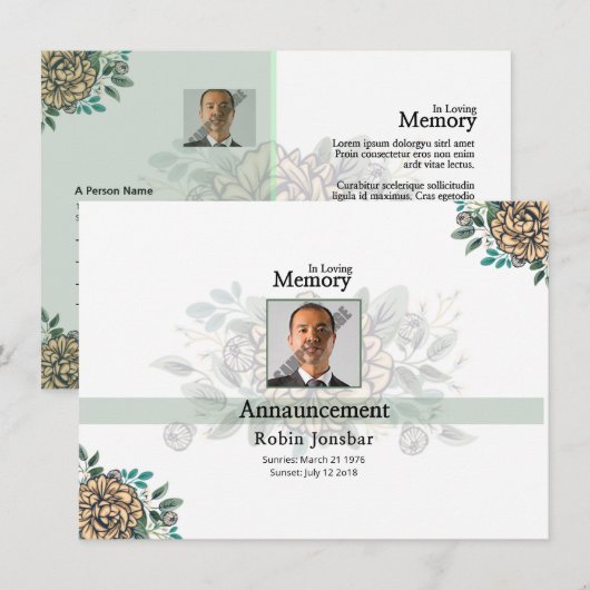 Vorlage der Beerdigungskarte (Vorne/Hinten)