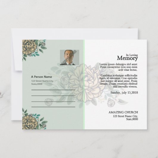 Vorlage der Beerdigungskarte (Rückseite)