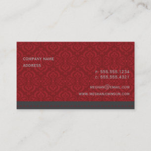 Vorlage der modischen Damask Crimson Business Card Visitenkarte