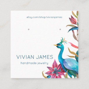 Vorlage der Peacock Floral Earring Juwelierkarte Telefonnummerkarte