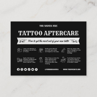 Vorlage der schwarzen Tattoo Aftercare Card mit Sy Visitenkarte