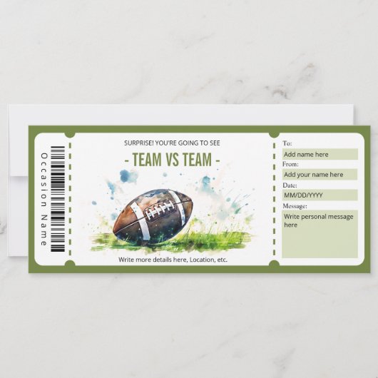 Vorlage des American Football Tickets (Vorderseite)