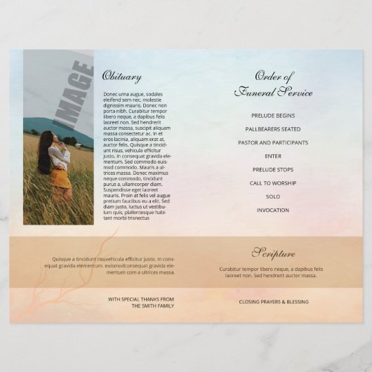 Vorlage des Beerdigungsprogramms (Rückseite)