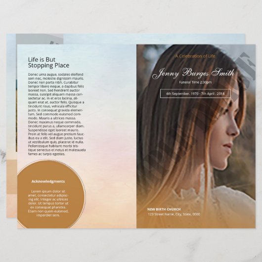 Vorlage des Beerdigungsprogramms (Vorne/Hinten)