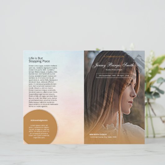 Vorlage des Beerdigungsprogramms (Stehend Vorderseite)