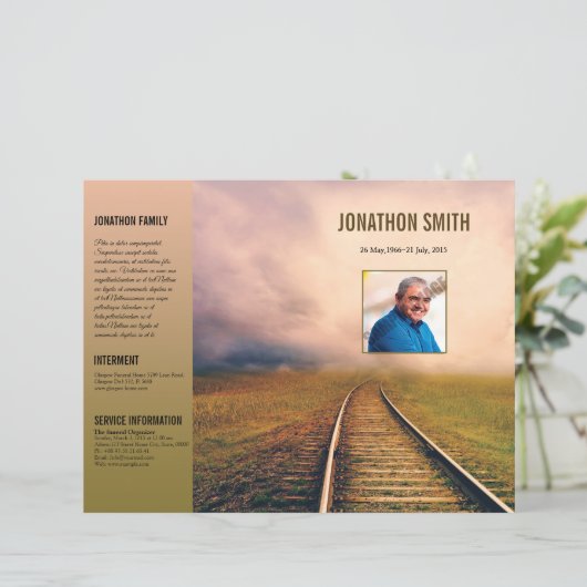 Vorlage des Beerdigungsprogramms, (Stehend Vorderseite)