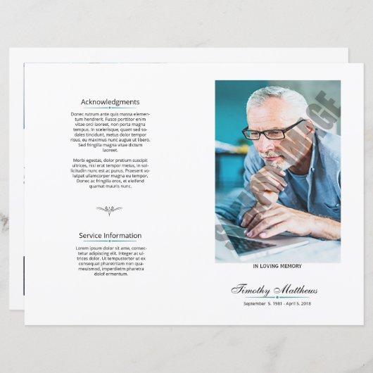 Vorlage des Beerdigungsprogramms (Vorne/Hinten)