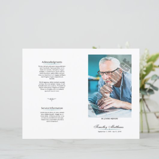 Vorlage des Beerdigungsprogramms (Stehend Vorderseite)