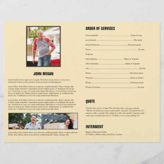 Vorlage des Beerdigungsprogramms (Rückseite)