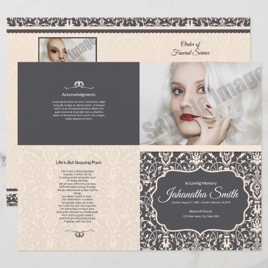 Vorlage des Beerdigungsprogramms, (Vorne/Hinten)