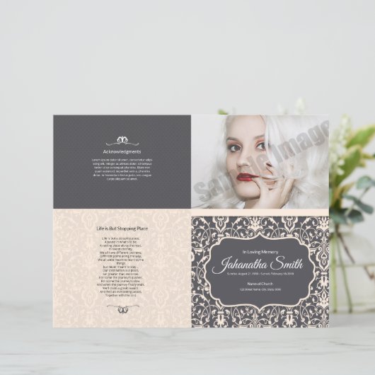 Vorlage des Beerdigungsprogramms, (Stehend Vorderseite)