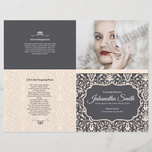 Vorlage des Beerdigungsprogramms, (Vorderseite)