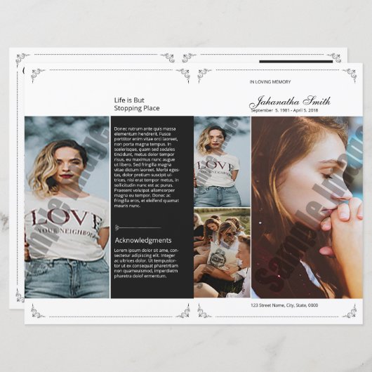 Vorlage des Beerdigungsprogramms, (Vorne/Hinten)