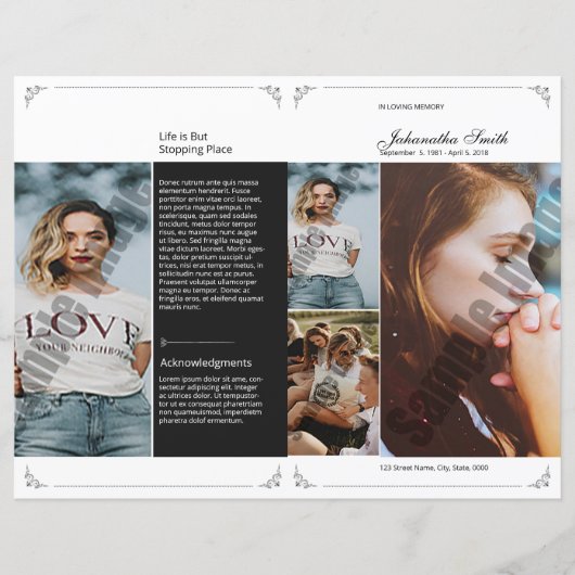 Vorlage des Beerdigungsprogramms, (Vorderseite)