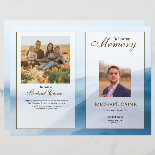 Vorlage des Beerdigungsprogramms (Vorne/Hinten)