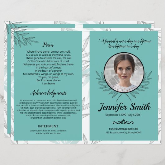 Vorlage des Beerdigungsprogramms (Vorne/Hinten)