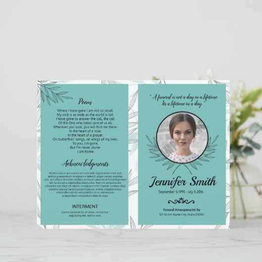 Vorlage des Beerdigungsprogramms (Stehend Vorderseite)