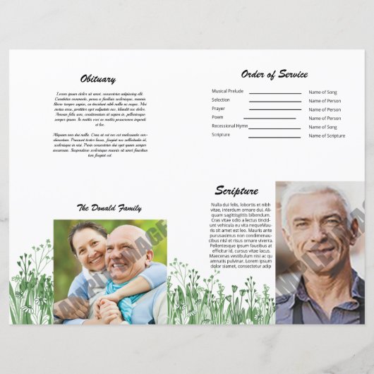 Vorlage des Beerdigungsprogramms (Rückseite)