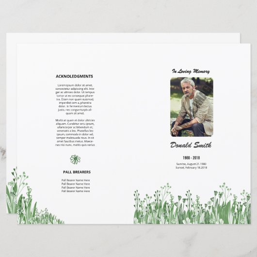 Vorlage des Beerdigungsprogramms (Vorne/Hinten)