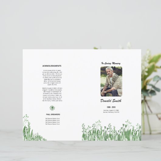 Vorlage des Beerdigungsprogramms (Stehend Vorderseite)