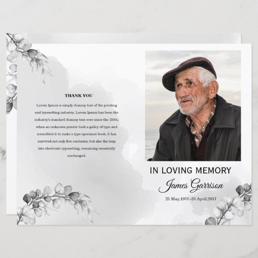 Vorlage des Beerdigungsprogramms (Vorne/Hinten)