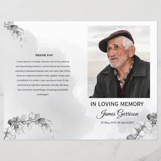 Vorlage des Beerdigungsprogramms (Vorderseite)