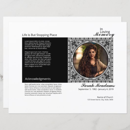 Vorlage des Beerdigungsprogramms (Vorne/Hinten)