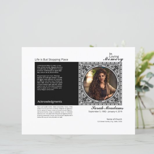 Vorlage des Beerdigungsprogramms (Stehend Vorderseite)